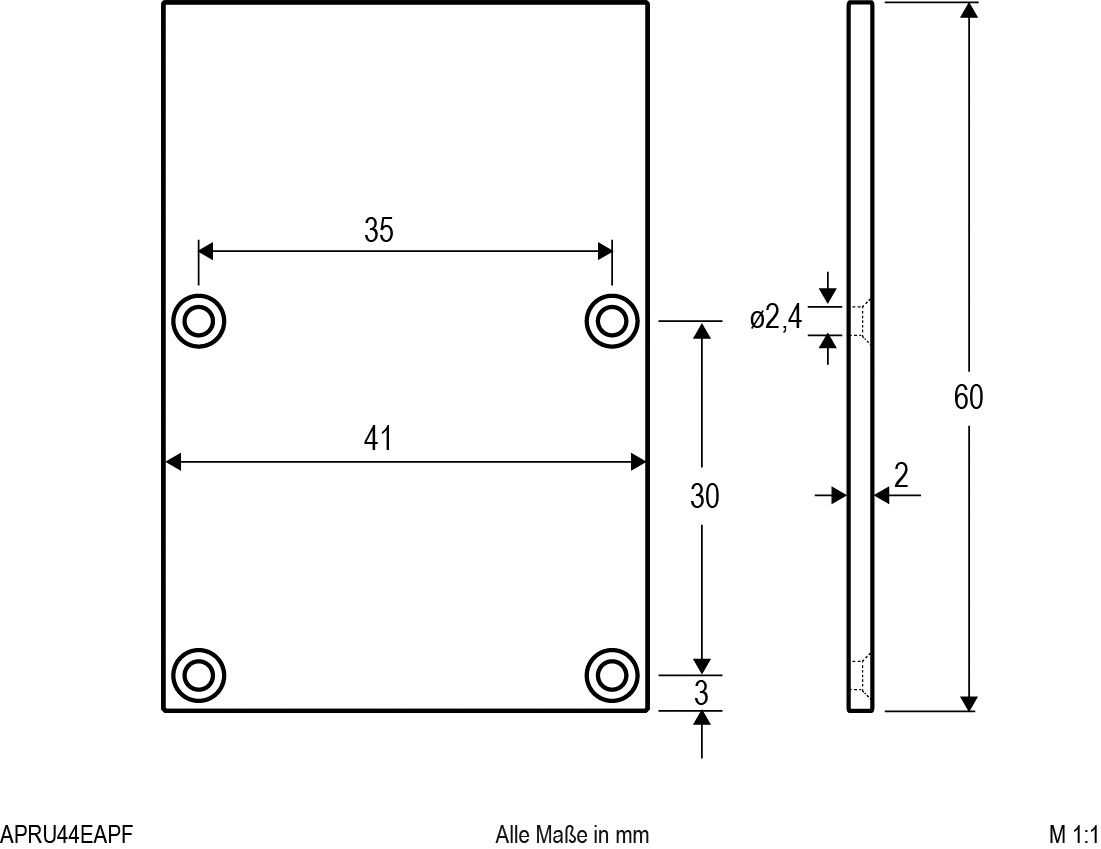 Endkappe alu L3mm B41mm H60mm