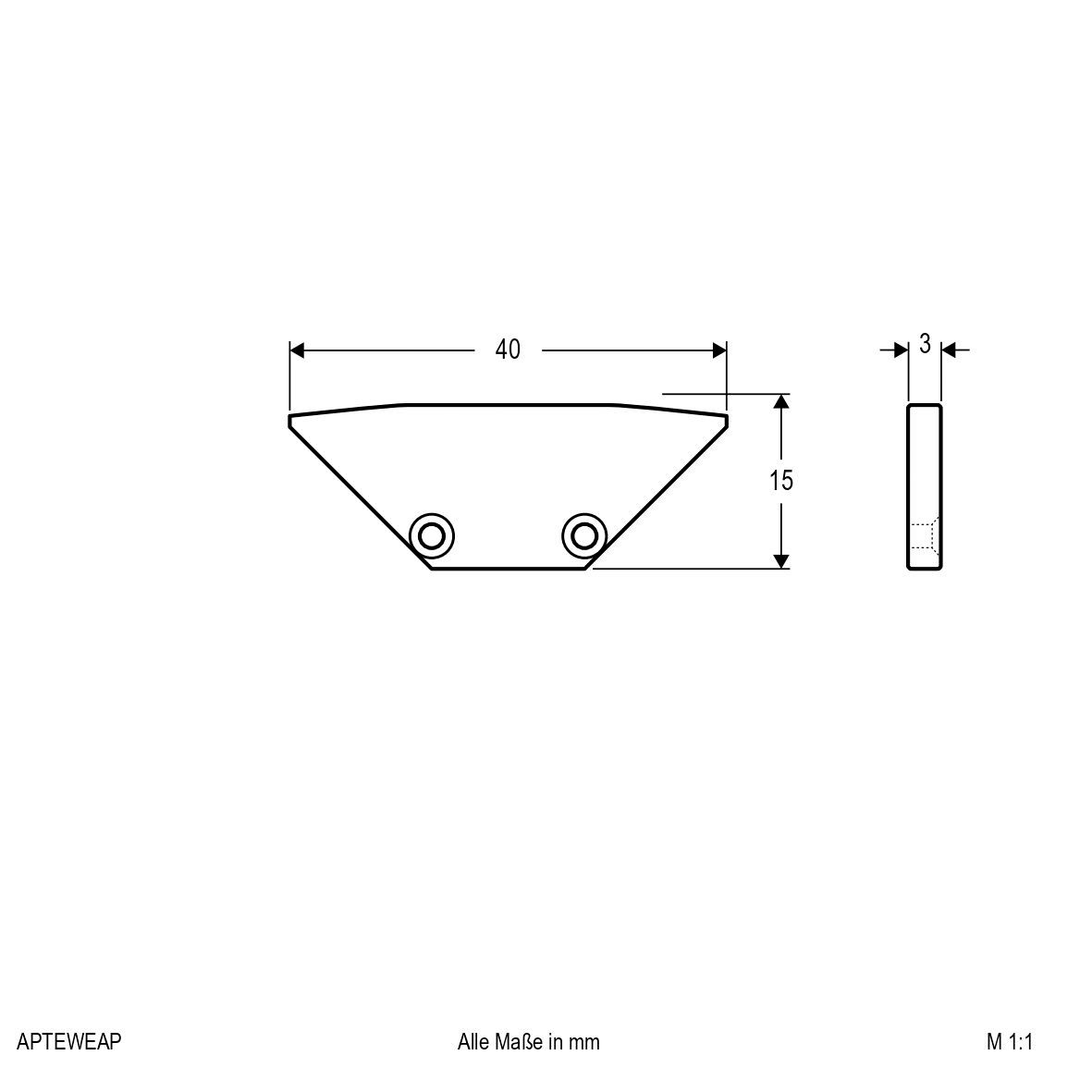 Endkappe ws Alu L3mm B40mm H15mm