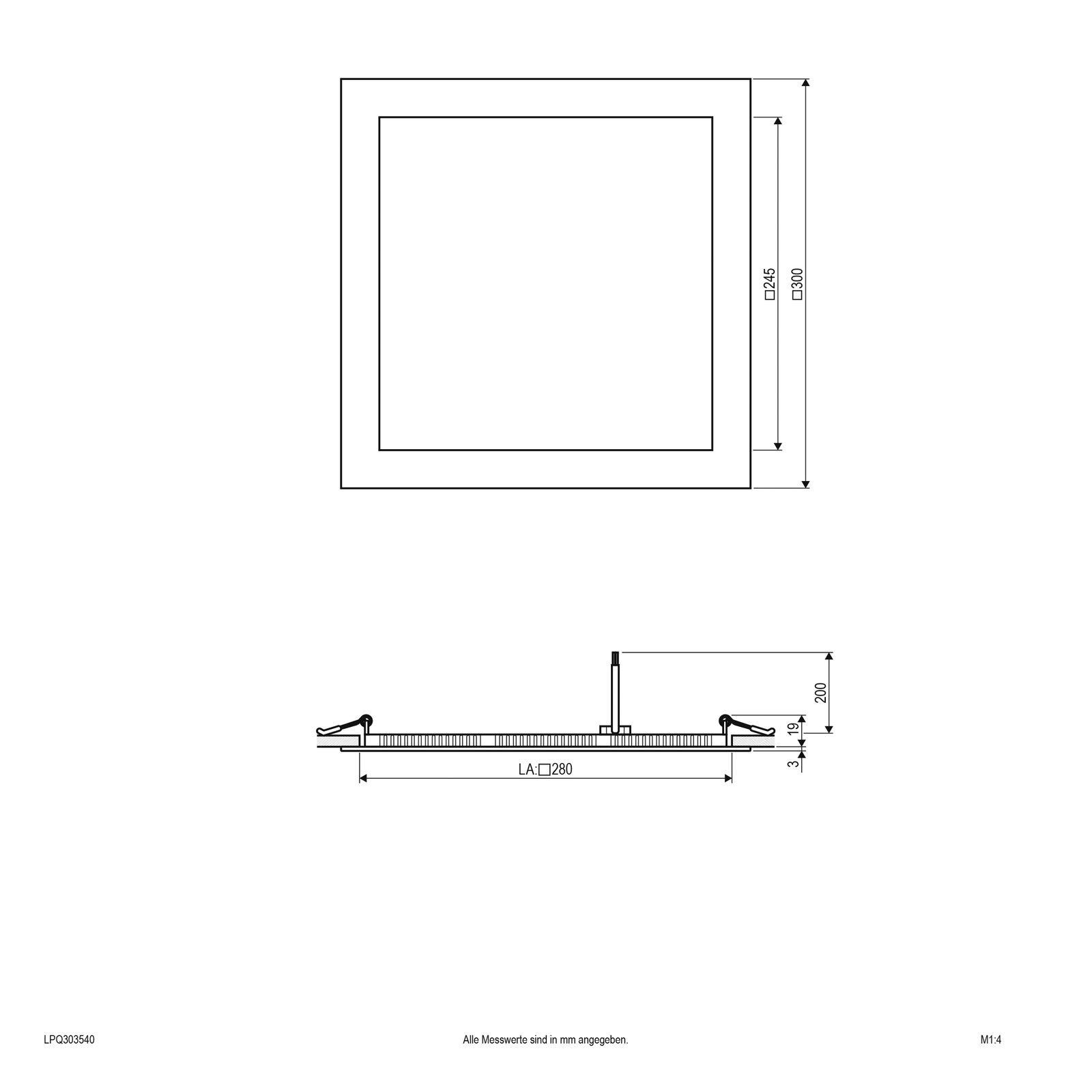 LED-Deckeneinbauleuchte 27W 4000K 2567lm si Konv IP20 300x300x22mm