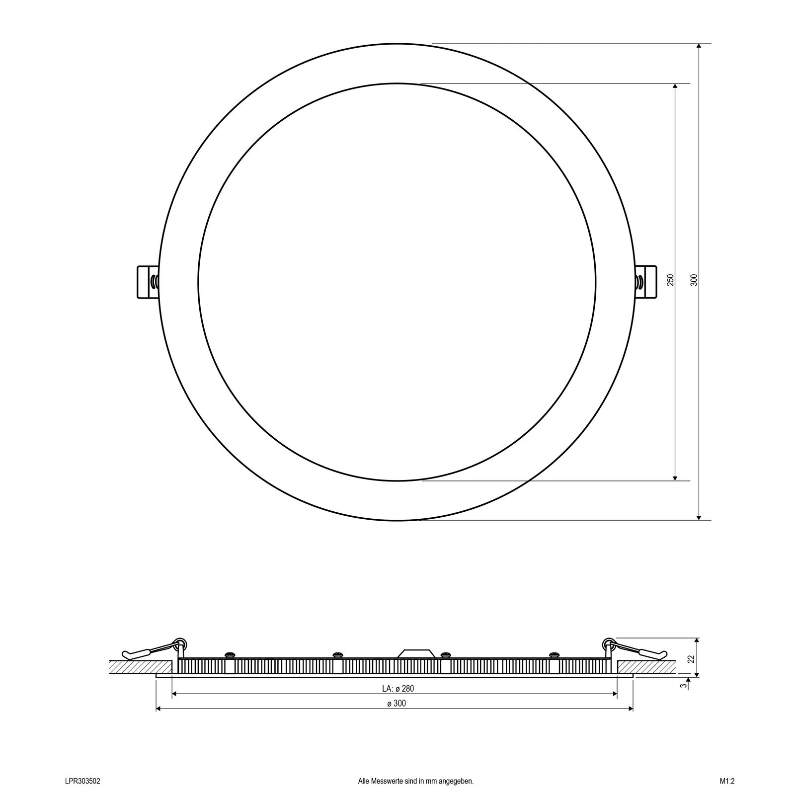 LED-Deckeneinbauleuchte 27W 3000K 2388lm si Konv IP20 Ø300x22mm