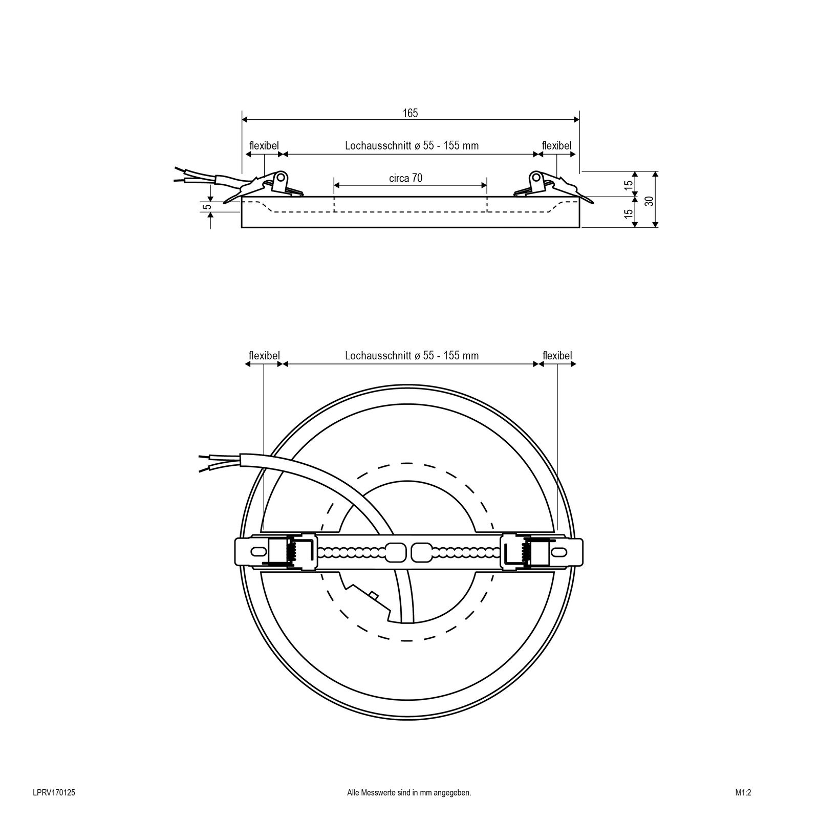 LED-Deckeneinbauleuchte PAVO 12W 960lm 3000-6000K ws Konv IP20 Ø165x30mm