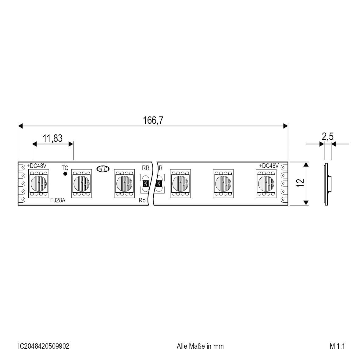 LED-Lichtband 16W/m konfekt. rgbw 3000K LED nicht austauschbar 84Stk/m IP20 DC