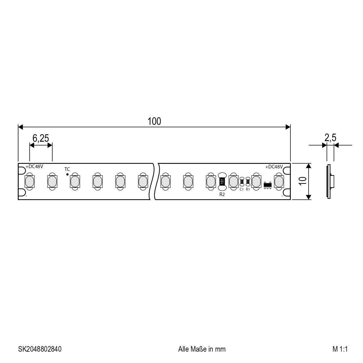 LED-Lichtband 14,4W/m konfekt. ws 4000K LED nicht austauschbar 160Stk/m IP20 DC