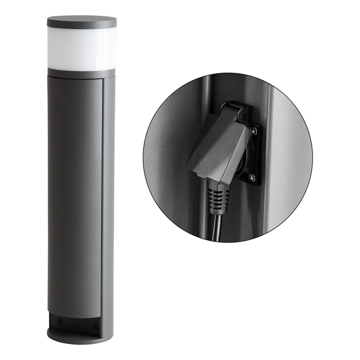 LED-Pollerleuchte 3W IP44 3000K 190lm anth 1LED Alu Kst_opal