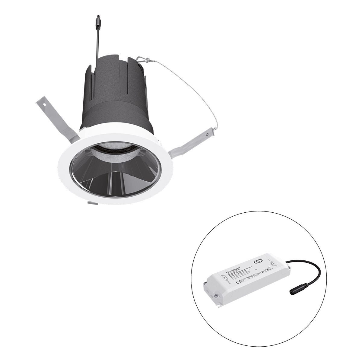 LED-Einbaustrahler 25W 3000K 2917lm Konv ws mt 1LED Alu IP20 RF:hochglänzend