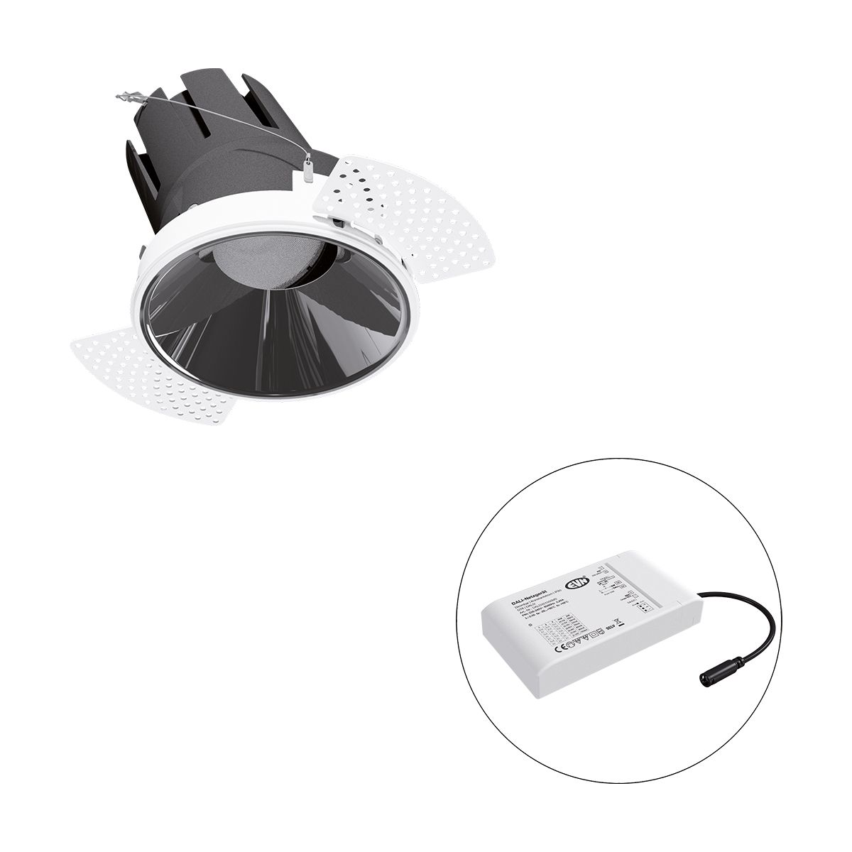 LED-Einbaustrahler 38W 3000K 4433lm Konv DALI Dimmung DALI 1LED Alu IP20 ws mt