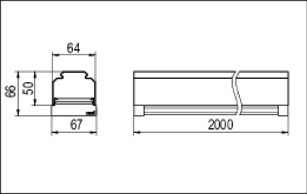 LED-Geräteträger 73W 3000K 9600lm 1LED Konv elektr.Trafo IP54 ws 67x2000x66mm