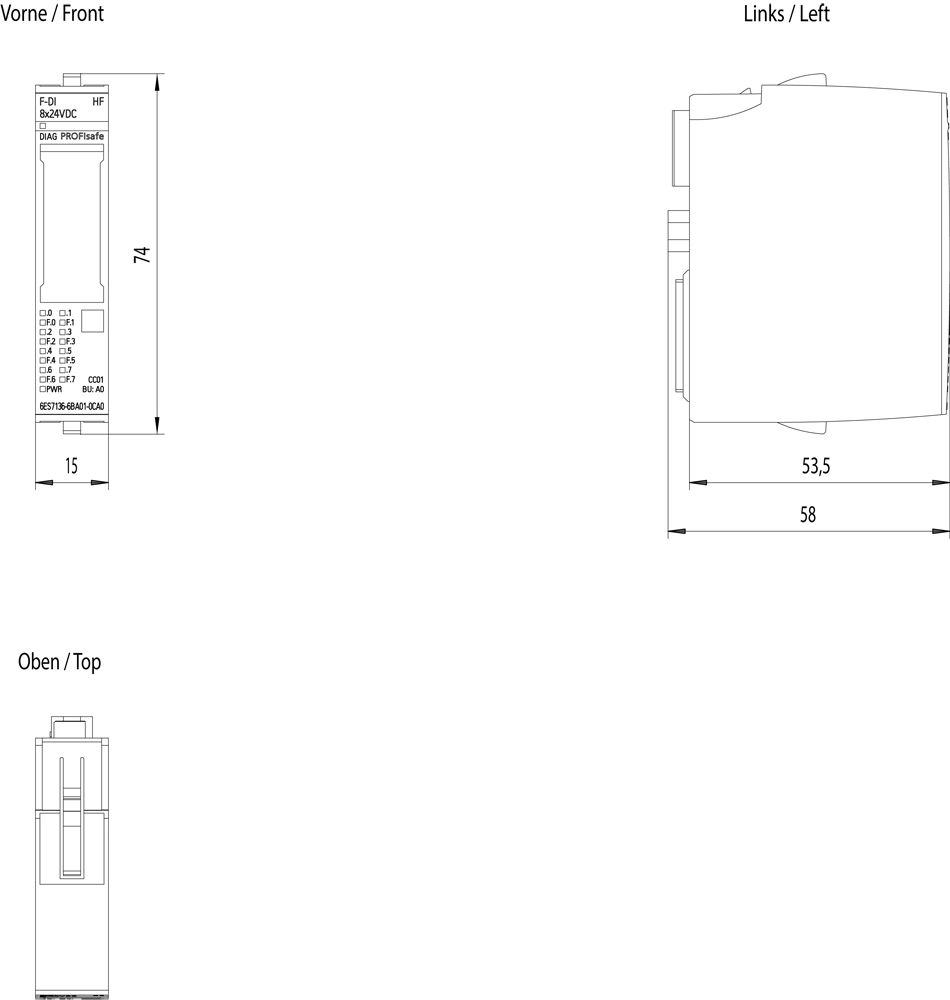 Digital I/O-Modul DC 19,2-28,8V 8Eing 24V