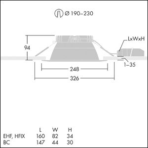 LED-Einbaustrahler 26,9W 3000-4000K 1LED 3473lm Konv Alu IP44 ws mt RF:matt