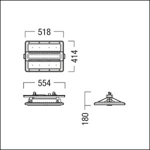 LED-Hallenleuchte 98,7W 4000K 17460lm Konv DALI 1LED sym Dimmung DALI IP64