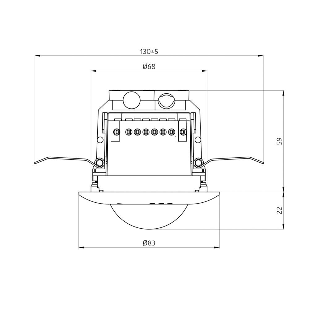 Präsenzmelder-Bus DALI Einb ws 0-360° 2,5m DeckeneinbLeuchte Unterkriechschutz
