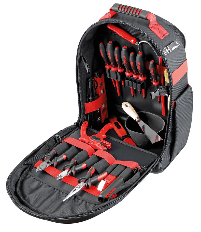 Werkzeugrucksack ECO 30tlg 1Zangen Sägen 30teilig 1Hammer 1xKabSchneid 2xPH 2xPZ