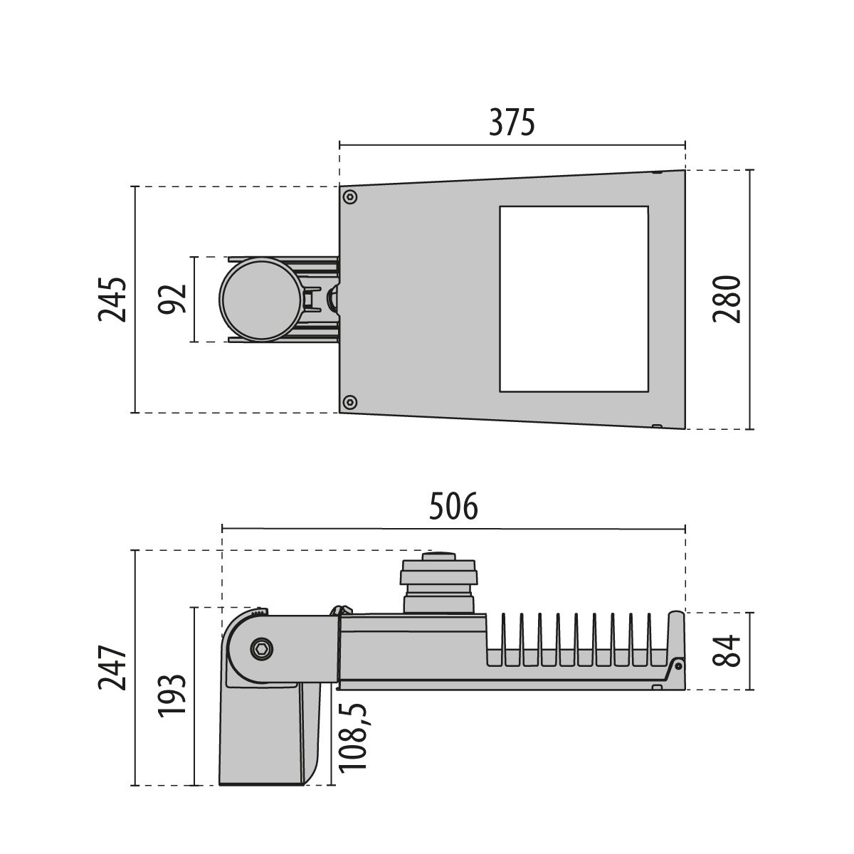 LED-Aufsatzleuchte 67W 60-76mm 4000K Alu THEOS/THEOS-LUM+MAXI 9595lm anth Gl_tr
