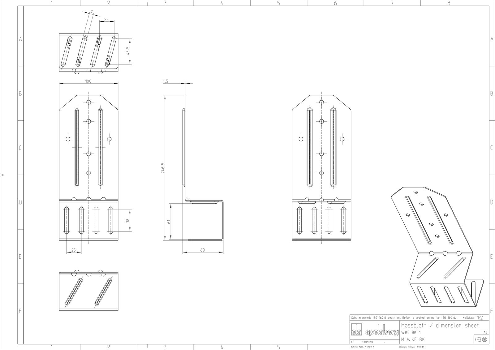 Montageplatte Verteiler ST unbeh Lochung 246x100mm