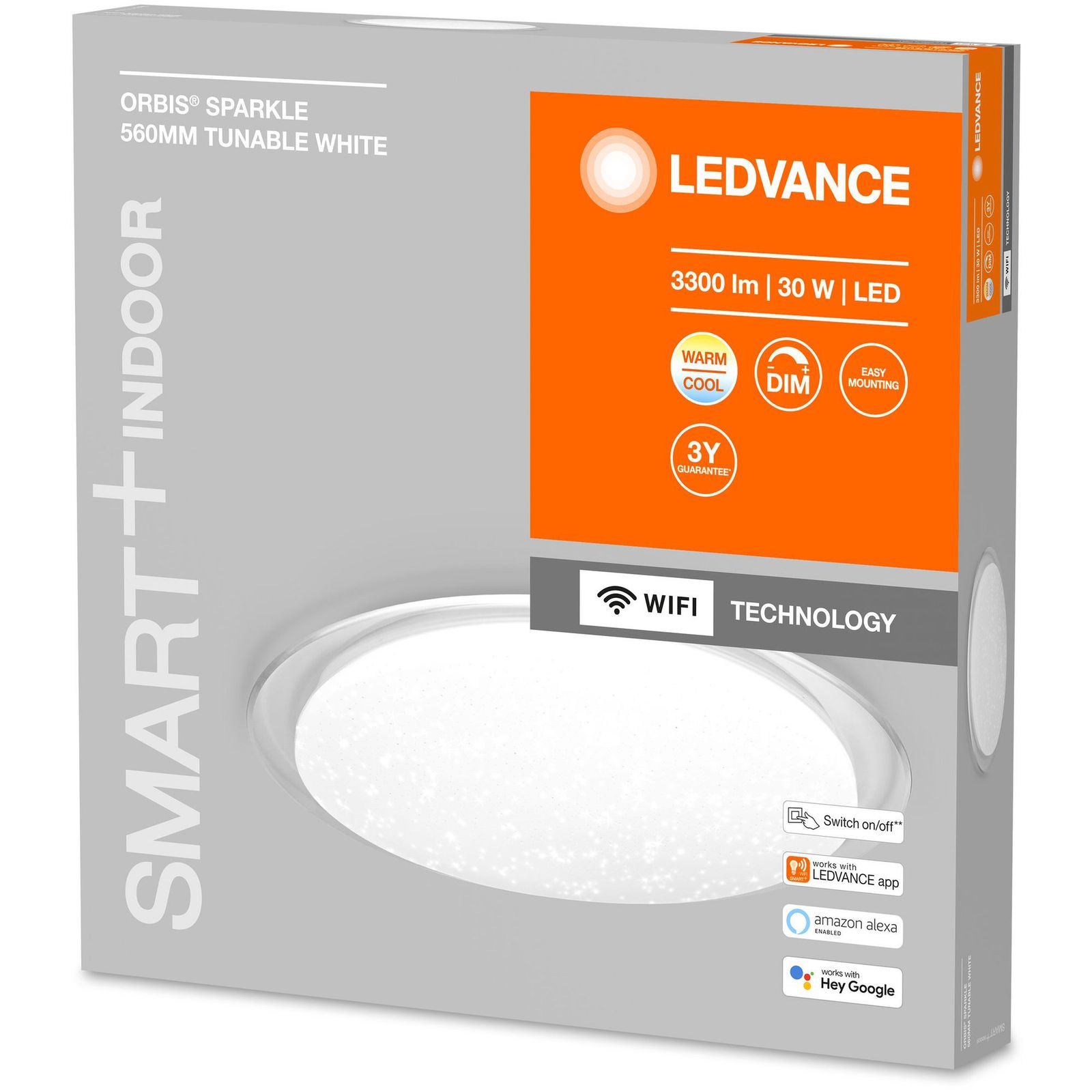 LED-Deckenanbauleuchte 30W 2700K 3300lm ws Konv IP20 Ø560x76mm