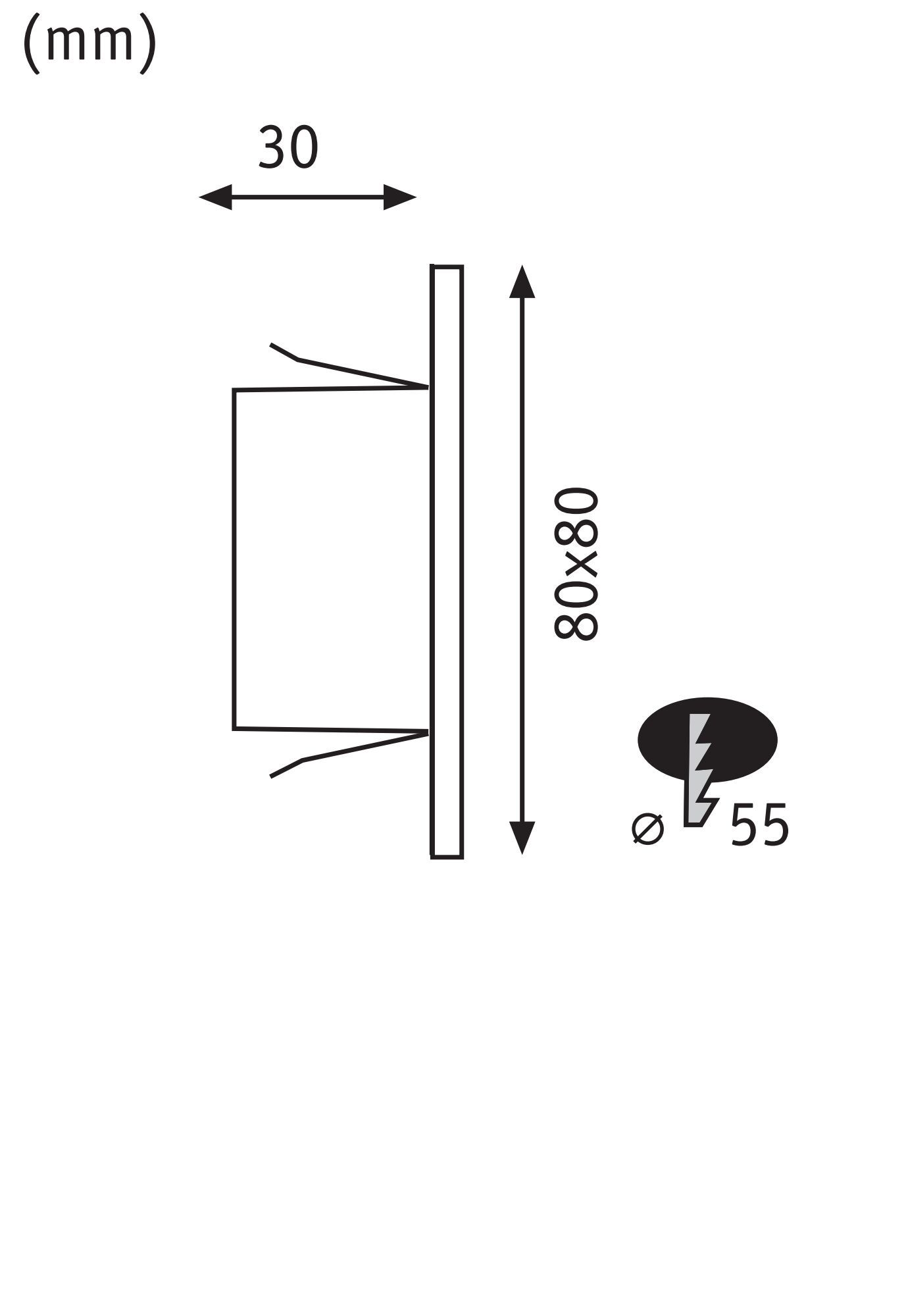 LED-Orientierungsleuchte Edge Quadro sw 1,4W 2700K 1LED 50lm elektr.Trafo IP20