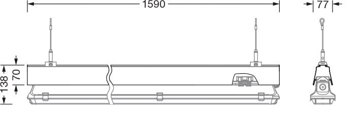 Tragschiene Lichtband 1-l Licross IP00 ws 1-längig L=1590mm