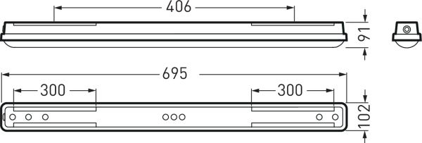 LED-Feuchtraumleuchte Oleveon 15W 4000K 2000lm gr Konv IP66 695x102x91mm
