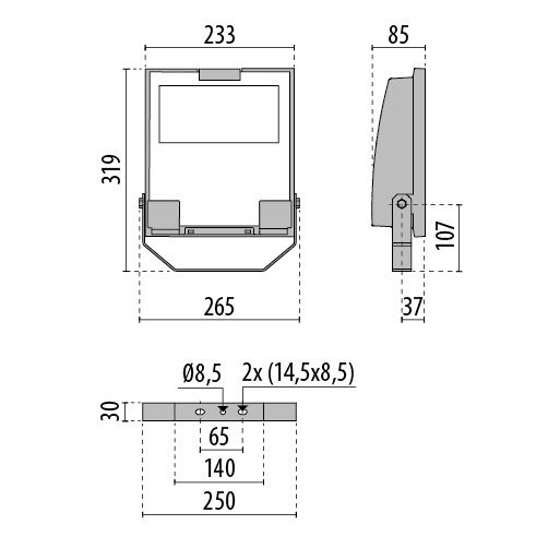 LED-Anbaustrahler 36W GUELL1 4000K 1LED 5112lm Konv Alu IP66 gr mt Direktans