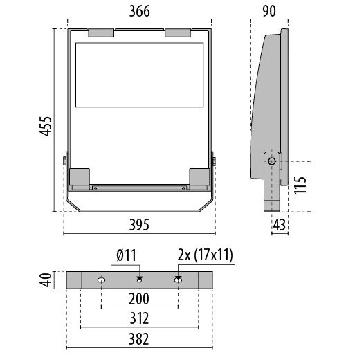 LED-Anbaustrahler 154W GUELL2,5 4000K gr 20027lm 1LED Alu IP66 mt RF:hochglänzend