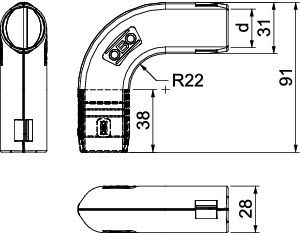 Steckbogen Ø25mm Kst unbeh gr