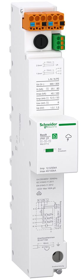 Überspannungsableiter Netzform-/TN-S/TT 240VAC m.Fernmeldekont 2TE Sammelschien