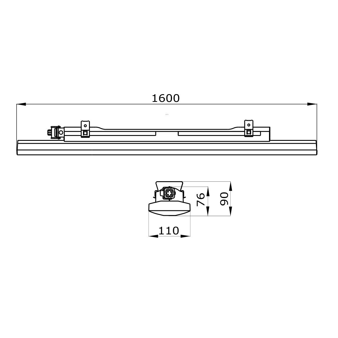 LED-Feuchtraumleuchte 63W 4000K 7100lm gr Konv Dimmung DALI IP65 Notlicht