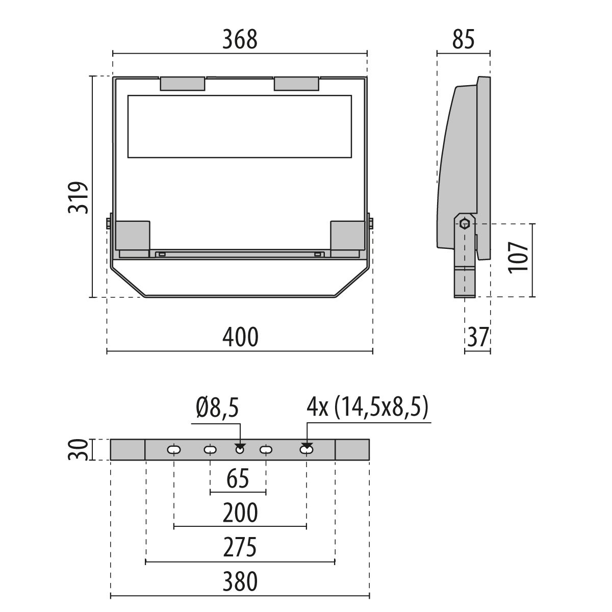 LED-Anbaustrahler 103W 3000K 12619lm Alu Konv gr mt 1LED IP66 RF:hochglänzend