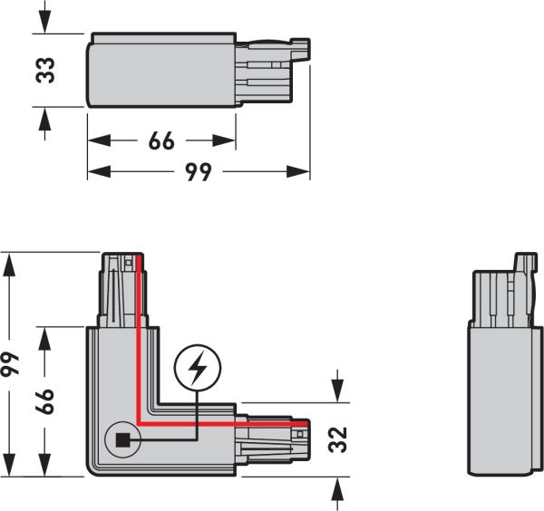 Kupplung/Verbinder L sw 3p 66mm