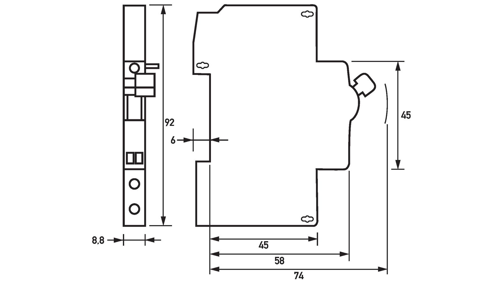 Fehlerschalter 1W FI/LS-Schalt 6A 230V Hilfsschalter/Fehlersignalschalter 0,5TE