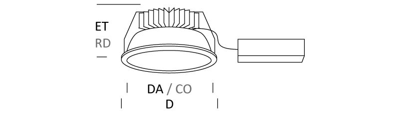 LED-Einbaustrahler 9W 4000K 1170lm Konv ws mt 1LED Alu IP44 Ø/EB165mm