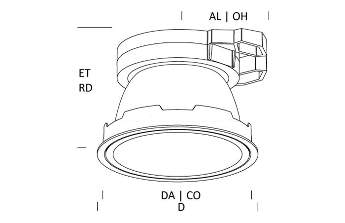LED-Einbaustrahler 28W 3000K 2950lm Konv DALI Dimmung DALI 1LED Alu IP20 ws mt