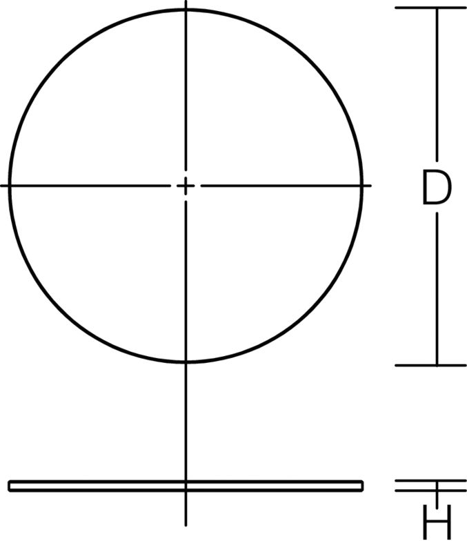 Abdeckung 120° sym direkt Glas Ø49x3mm