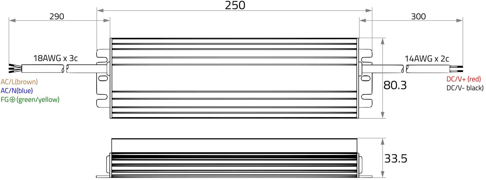 LED-Steuerung 50-120W 2083-5000mA 24V IP67 dim Dimmung Phasenanschnitt stat