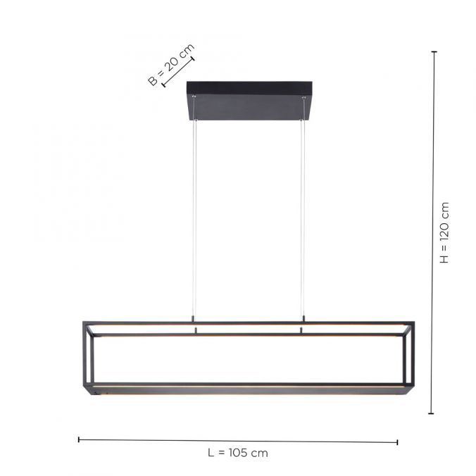 LED-Pendelleuchte 42W CONTURA 3000K 1LED 850lm sw LED nicht austauschbar sym IP20