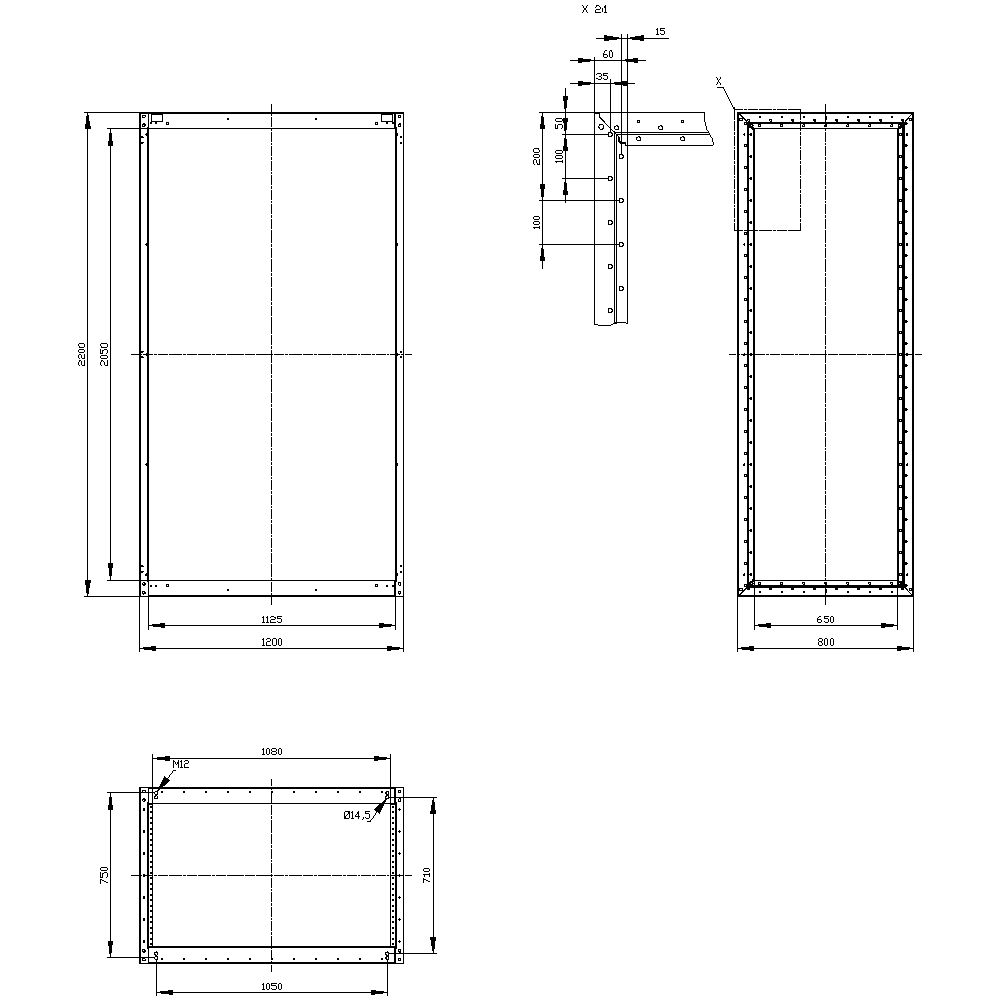 Gerüst 2200x1200x800mm Metall zink