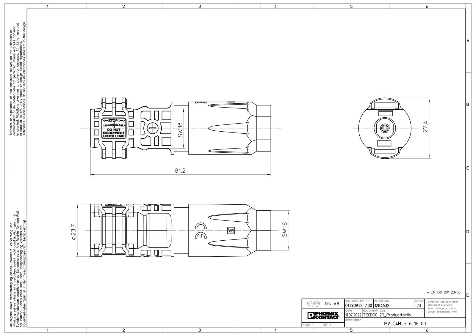 PV-Rundstecker Sunclix 6-16qmm 60A IP66 Federzugans Si ger