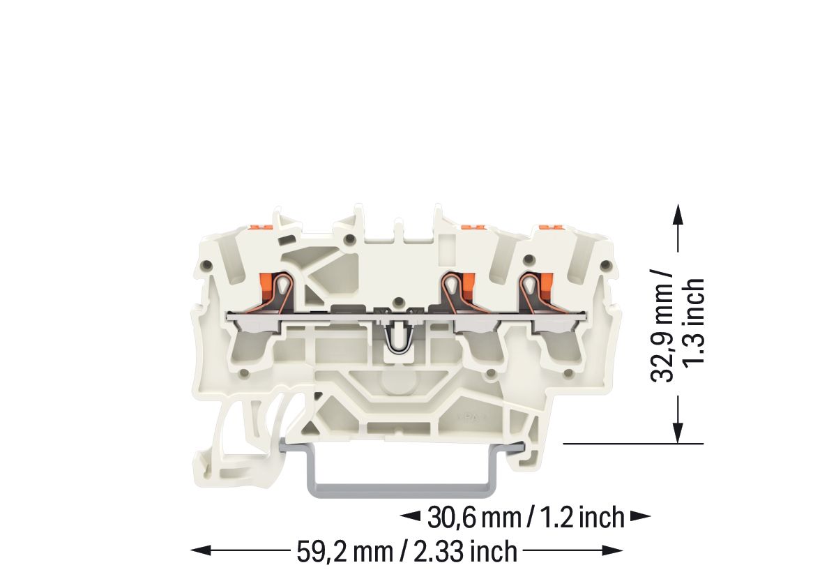 Reihenklemme 0,25-4qmm 1Etage 3kl lgr 24A TS35 Hutschiene TH35