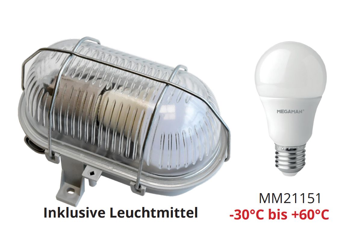 LED-Ovalanbauleuchte ZELLA 7W 4000K IP44 810lm gr E27 110x120x180mm