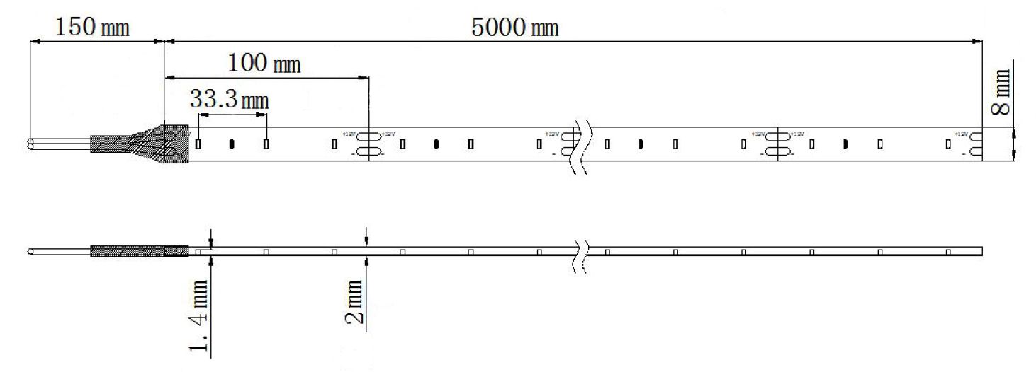 LED-Lichtband 2,4W/m ws 2700K 30Stk/m IP54 DC LED nicht austauschbar 5000mm