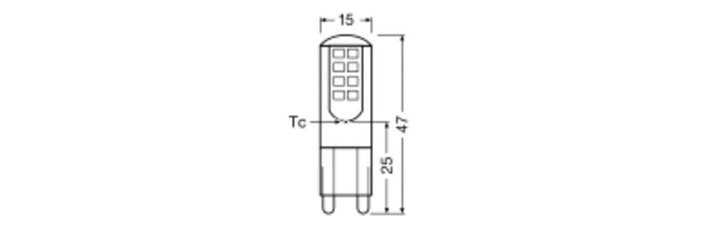 LED-Röhrenlampe G9 2,6W 2700K 290lm E ws mattiert 300° AC Ø15x47mm 220-240V