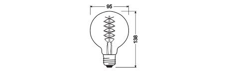 LED-Kugellampe FM E27 G95 Vintage 1906 7W 2200K Filamentlampe ws 600lm kl 320°