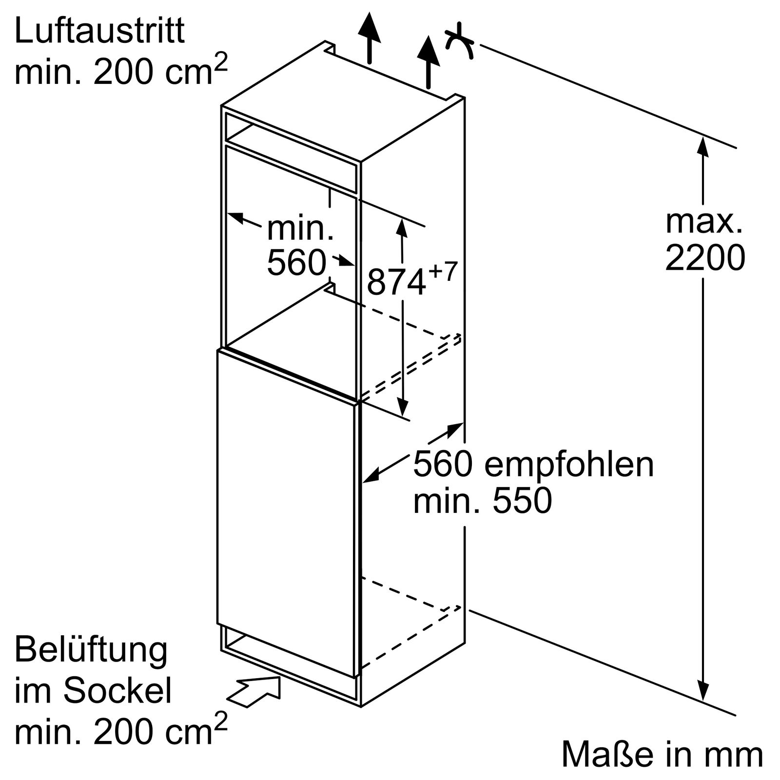 Kühlschrank EB E 119/15l N880mm integr ws Dekor mit Zubehör möglich fest 144kwh