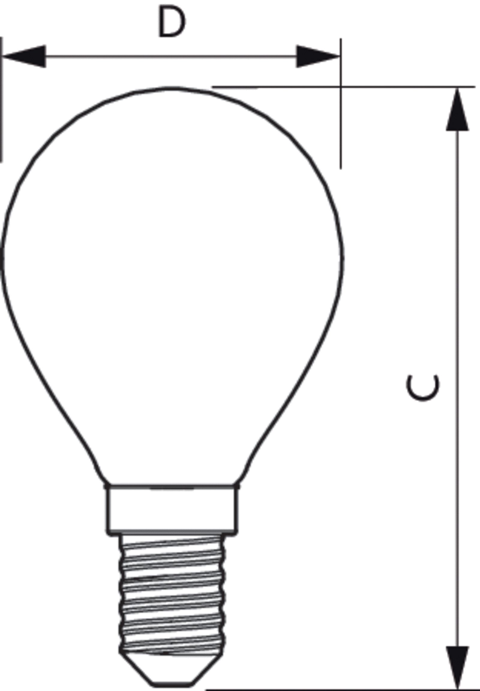 LED-Kugellampe FM E14 P45 3,4W 2700K ws 470lm D dim Filamentlampe kl dimmbar AC