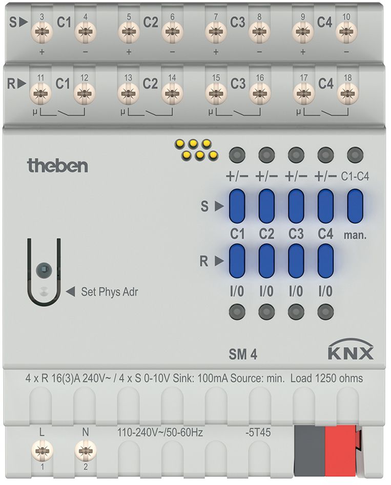 Lichtsteuergerät KNX REG 4TE 1-10V 4Ausg Schnittstelle 1-10 V