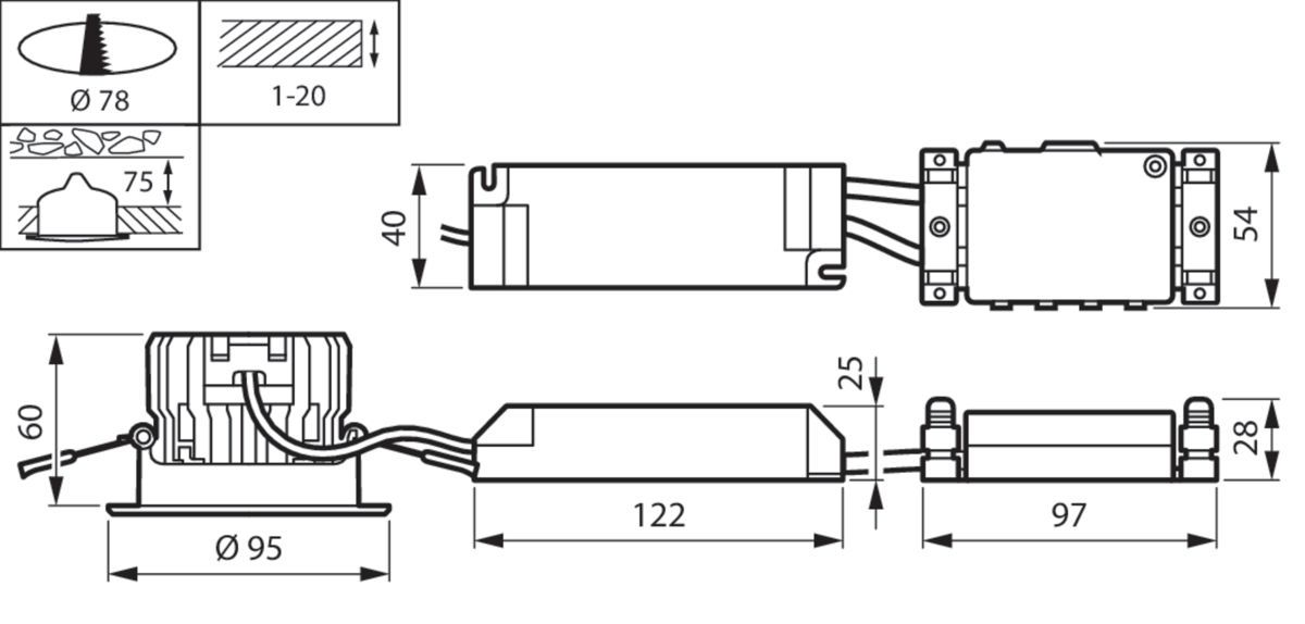 LED-Einbaustrahler 12,3W CoreLine 3000K 1280lm Konv Dimmung 1-10 V 1LED Alu IP44
