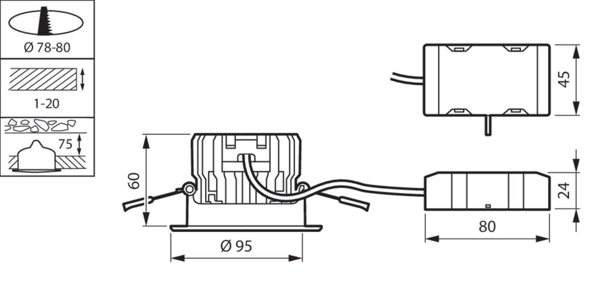 LED-Einbaustrahler 10,2W CoreLine 3000K 900lm Konv Dimmung 1-10 V 1LED Alu IP44