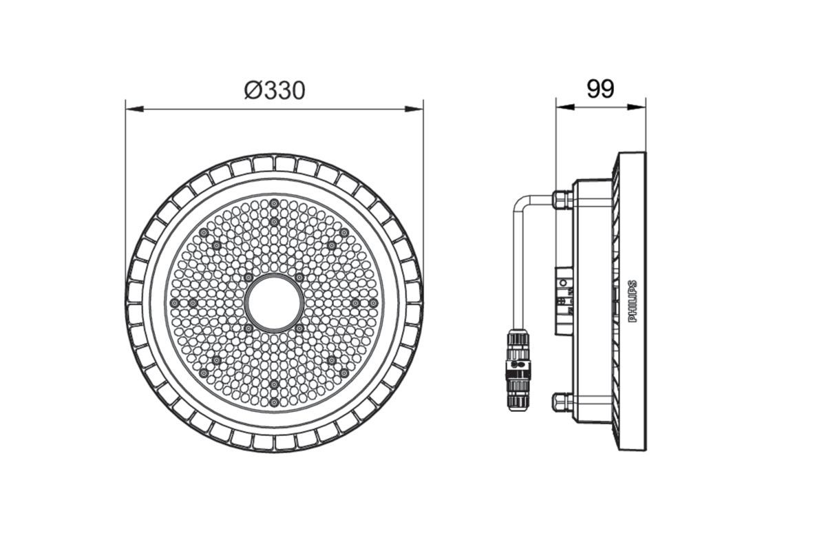 LED-Hallenleuchte 72W CoreLine Highbay 4000K 1LED 10500lm asym Konv IP65