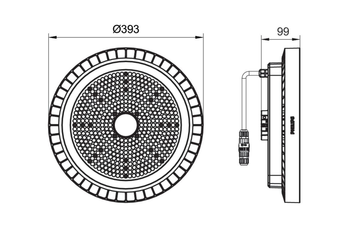LED-Hallenleuchte 157W CoreLine Highbay 4000K 1LED 25000lm asym Konv IP65