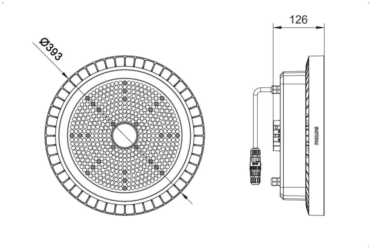 LED-Hallenleuchte 4000K CoreLine Highbay 168W 1LED 25000lm asym Konv Dimmung DALI